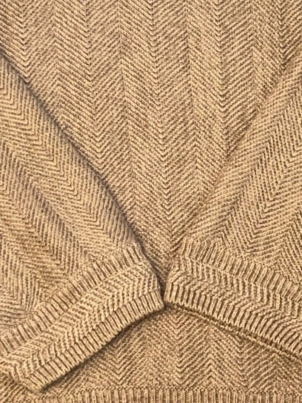 VTG 90 Chaps Ralph Lauren beige Herringbone Knit Sweater Men Crest Hand Frame